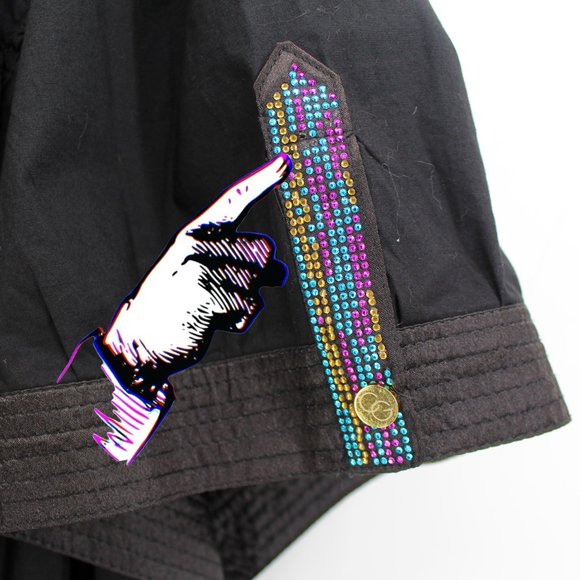 NWT Coogi Black Dress SZ 3X Y2K Hip Hop Cotton Puff Sleeve Snap Front Rhinestone - Picture 16 of 16